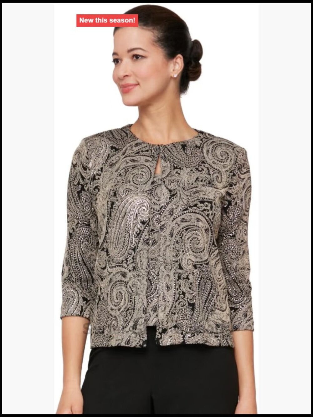 Alex Evenings Women's Jacket & Scoop Tank Twinset 2pc 3/4 Sleeve Keyhole Neck